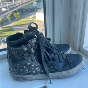 Geox Black and Gray High-Top Sneakers with Star Pattern